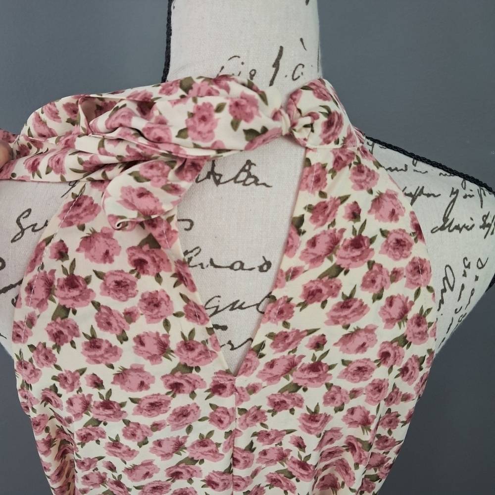 Shein Womens Floral Print Halter Tiered Dress Size Small - Picture 10 of 15